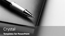  Presentation with pen - PPT theme having paper ballpen - pen on book close up background and a dark gray colored foreground