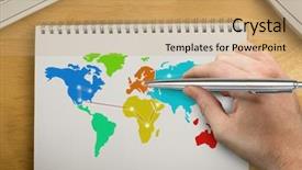  Presentation with digital pen - Colorful PPT layouts enhanced with pen on colorful map backdrop and a coral colored foreground