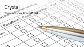  Presentation with customer service - Beautiful PPT theme featuring pen on customer service rating backdrop and a white colored foreground