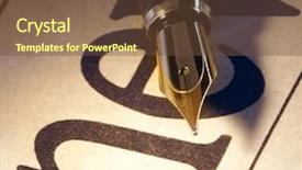  Presentation with newspaper - Colorful PPT theme enhanced with pen on newspaper backdrop and a tawny brown colored foreground