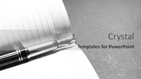  Presentation with pen - Presentation design having pen-on-opened-book background and a light gray colored foreground