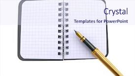  Presentation with bound - Presentation having pen on ring bound notebook background and a sky blue colored foreground