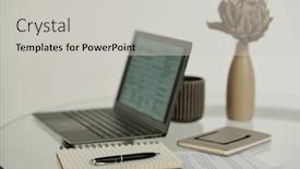  Presentation with notebook paper - PPT theme featuring pen-on-top-blank-paper background and a light gray colored foreground