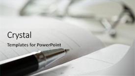  Presentation with management - Audience pleasing presentation theme consisting of pen over an open agenda backdrop and a light gray colored foreground