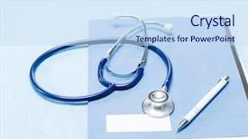  Presentation with medical error gavel and stethoscope - Presentation enhanced with pen over medical patient chart background and a sky blue colored foreground