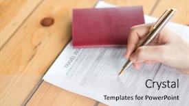  Presentation with aviation security - Presentation theme having pen over travel aviation background and a light gray colored foreground