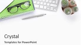  Presentation with coffee - Slide set enhanced with pen paper - white office desk with coffee background and a white colored foreground