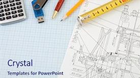  Presentation with drafting - Beautiful presentation theme featuring pen pencil and memory flash stick on drafting backdrop and a sky blue colored foreground