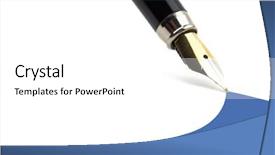  Presentation with pen - Colorful slide deck enhanced with pen place your text here backdrop and a white colored foreground