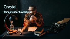  Presentation with writing education female writer - Cool new slides with pen quill writers - bearded writer in glasses sitting backdrop and a wine colored foreground