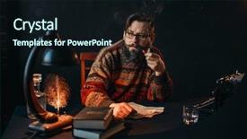  Presentation with quill pen - Amazing presentation design having pen quill writers - bearded writer in glasses smoking backdrop and a wine colored foreground