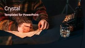  Presentation with vintage paper - Presentation theme consisting of pen quill writers - male hands writes background and a wine colored foreground
