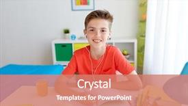  Presentation with student-writing - Slide deck featuring pen radio - education childhood and people concept background and a  colored foreground