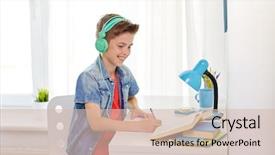  Presentation with radio - Colorful slide set enhanced with pen radio - education childhood and people concept backdrop and a  colored foreground