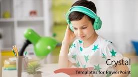  Presentation with radio - Presentation featuring pen radio - education childhood and school concept background and a  colored foreground