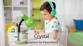  Presentation with radio - Audience pleasing PPT theme consisting of pen radio - education childhood and school concept backdrop and a  colored foreground