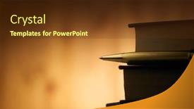  Presentation with old books pen - Cool new slides with pen-stack-of-old-books backdrop and a tawny brown colored foreground