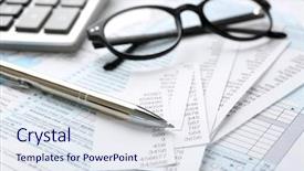  Presentation with tax - Amazing PPT theme having pen with documents closeup tax backdrop and a sky blue colored foreground