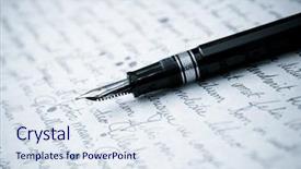  Presentation with writing pen - Presentation enhanced with pen with letter and writing background and a sky blue colored foreground