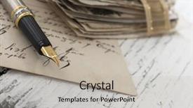  Presentation with vintage letter - Amazing PPT layouts having pen with old letter vintage backdrop and a light gray colored foreground