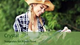  Presentation with collaborative writing - Audience pleasing presentation design consisting of pen writing and examining plant backdrop and a seafoam green colored foreground