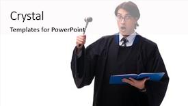  Presentation with judge - Audience pleasing slide set consisting of penal code - young handsome judge isolated backdrop and a  colored foreground