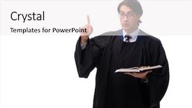  Presentation with judge - Amazing presentation design having penal code - young handsome judge isolated backdrop and a  colored foreground