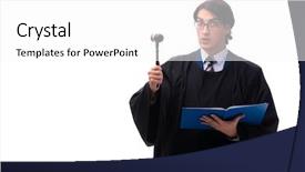  Presentation with judge - Cool new presentation theme with penal code - young handsome judge isolated backdrop and a  colored foreground