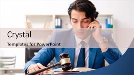  Presentation with courtroom - Colorful presentation enhanced with penal code - young handsome judge sitting backdrop and a  colored foreground
