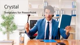  Presentation with courtroom - Beautiful PPT theme featuring penal code - young handsome judge sitting backdrop and a lemonade colored foreground