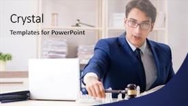  Presentation with lawyer - Cool new theme with penal code - young lawyer playing chess backdrop and a lemonade colored foreground