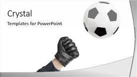  Presentation with penalty - Presentation design consisting of penalty - goalkeeper hand and soccer ball background and a white colored foreground