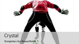 Presentation with two men climbing - Cool new presentation design with penalty - two soccer player goalkeeper men backdrop and a light gray colored foreground