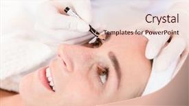  Presentation with art close up of professional - PPT layouts with working on woman's eyebrow background and a lemonade colored foreground