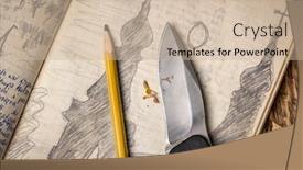  Presentation with travel journal - Amazing slides having pencil-and-pocket-knofe-against backdrop and a soft green colored foreground