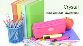  Presentation with bright white - Amazing presentation design having pencil ballpen - bright school supplies isolated backdrop and a mint green colored foreground