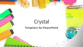  Presentation with ballpen - Theme having pencil ballpen - different colorful stationery isolated background and a white colored foreground