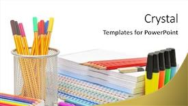  Presentation with ballpen - Theme featuring pencil ballpen - stationery isolated on a white background and a white colored foreground