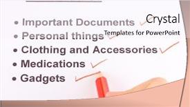  Presentation with ballpen - Slide set having pencil ballpen - traveler list close-up background and a  colored foreground