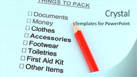  Presentation with bullet list - Cool new slide set with pencil ballpen - traveler list close-up backdrop and a cool aqua colored foreground