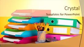  Presentation with yellow paper - Beautiful slides featuring pencil book - bright paper trays and stationery backdrop and a cream colored foreground