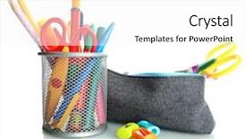  Presentation with facilities school - Presentation theme consisting of pencil box with school equipment background and a white colored foreground