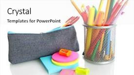  Presentation with school violance - Audience pleasing slide deck consisting of pencil box with school equipment backdrop and a white colored foreground