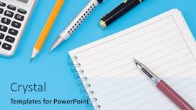  Presentation with ink - Beautiful presentation featuring pencil calculator and ink pen backdrop and a light blue colored foreground