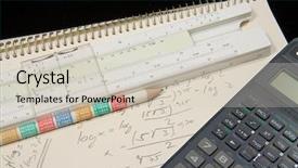  Presentation with mathematical modelling - Slides with mathematical exercise with pencil calculator background and a  colored foreground