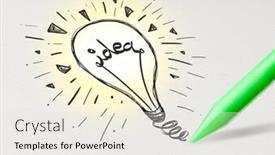  Presentation with bulb - Presentation design consisting of pencil-drawing-new-idea-bulb background and a sky blue colored foreground