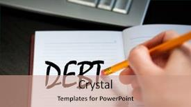  Presentation with equity - Colorful PPT layouts enhanced with pencil erasing debt written backdrop and a coral colored foreground