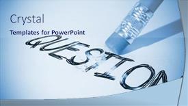  Presentation with question word - Beautiful presentation design featuring pencil-erasing-the-word-question backdrop and a sky blue colored foreground