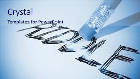  Presentation with riddle - Slide deck having pencil erasing the word riddle background and a sky blue colored foreground