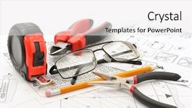  Presentation with tools - PPT theme enhanced with pencil grip - tools and glasses background and a  colored foreground